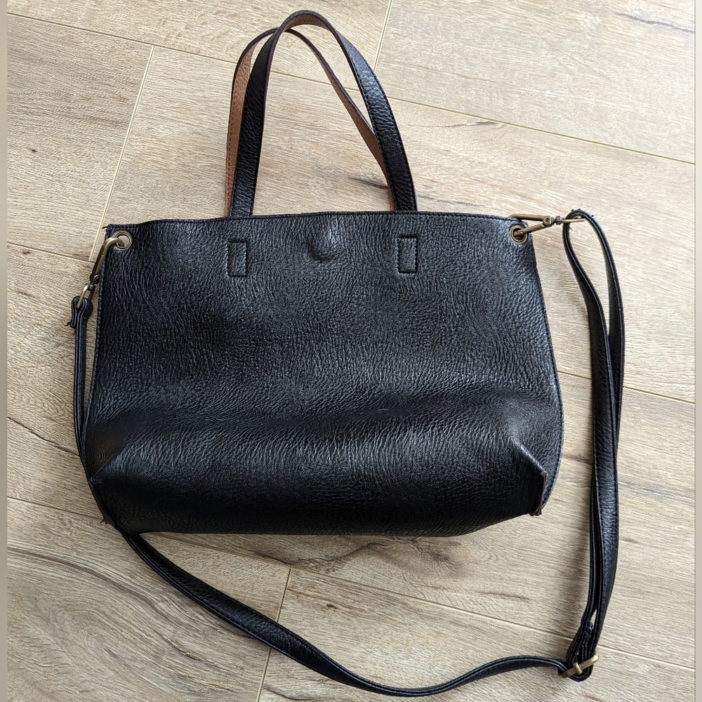Street Level Reversible Crossbody Top Handle Tote Bag